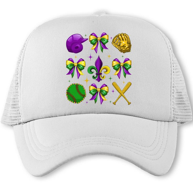Mardi Gras Baseball Coquette Bow Fat Tuesday Parade Girls Trucker Cap