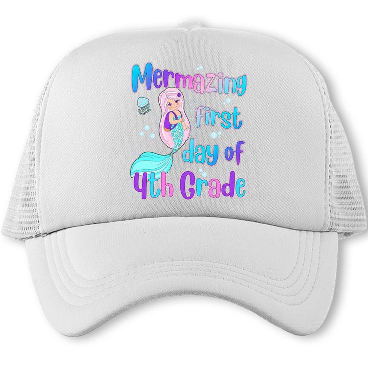 Mermazing First Day Of Fourth Grade Back To School Mermaid Premium Tri-Blend Trucker Cap