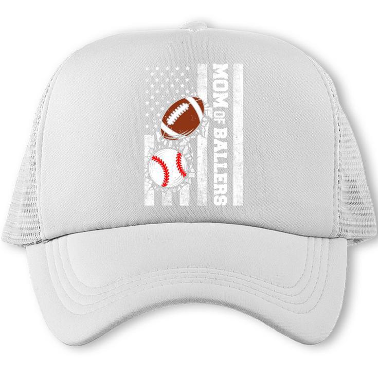 Mom Of Ballers USA Flag Football Baseball Mom Trucker Cap