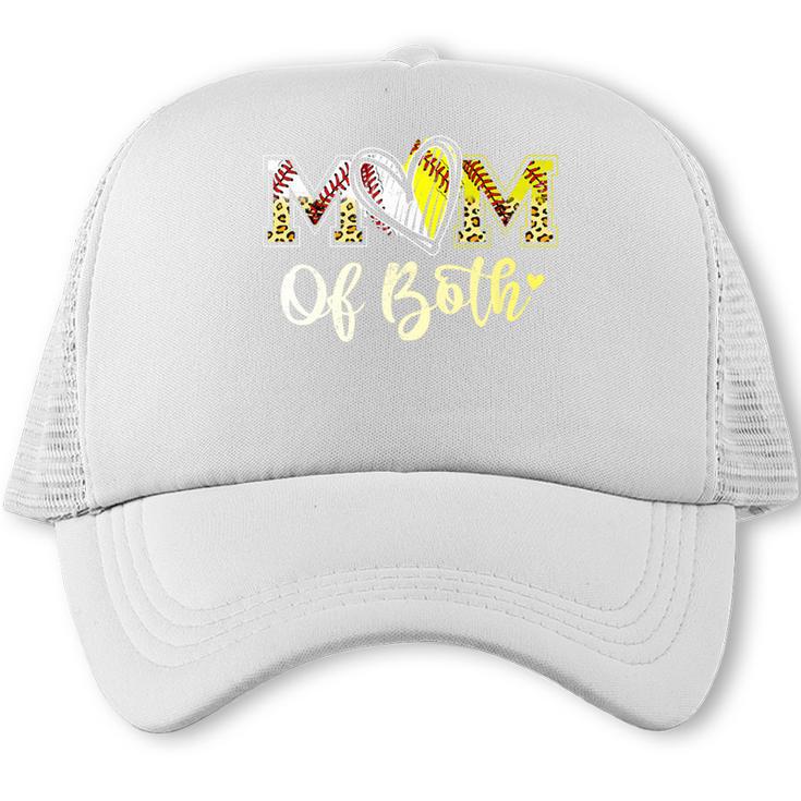 Mom Of Both Softball Baseball Mom Premium Trucker Cap