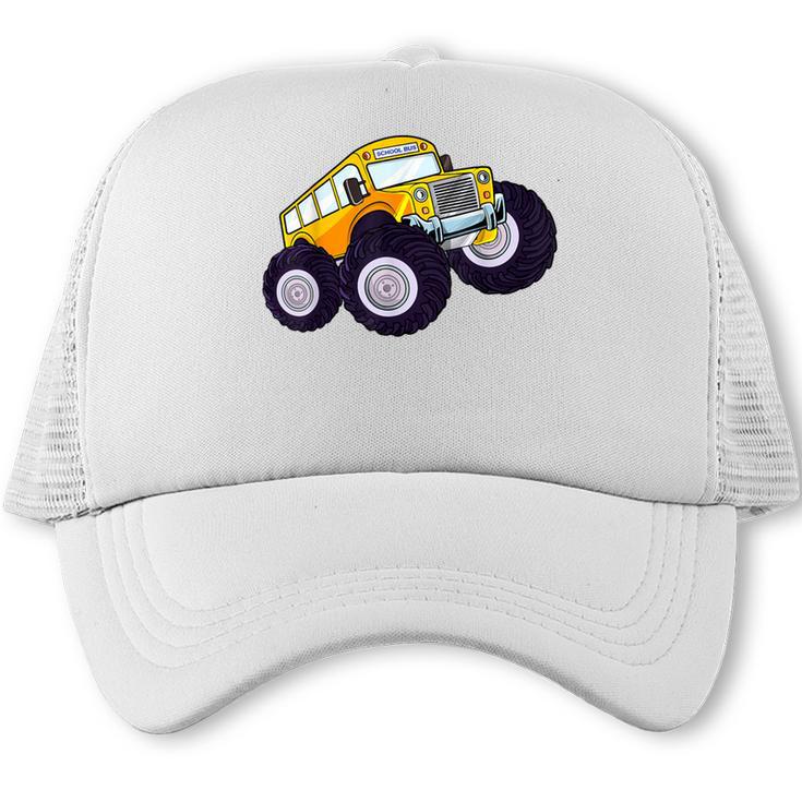 Monster Truck School Bus Yellow Back To School Kids Toddler Trucker Cap