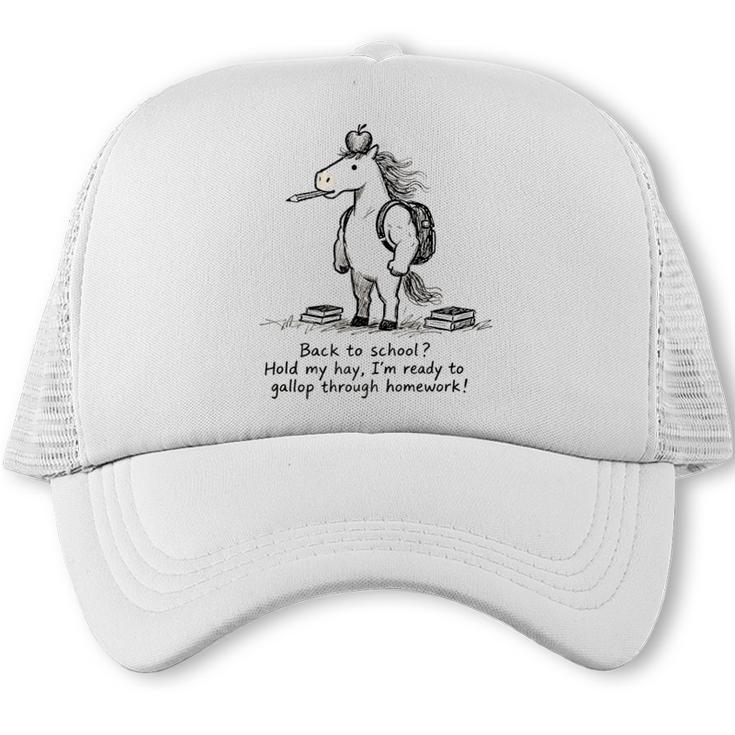 Naive Horse Doodle Back To School Gallop Homework Art Trucker Cap