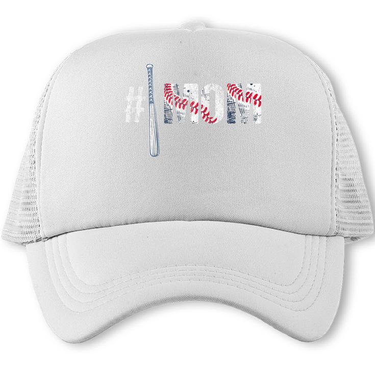 Number One Baseball Mom For Mothers Day Baseball Mommy Raglan Baseball Tee Trucker Cap