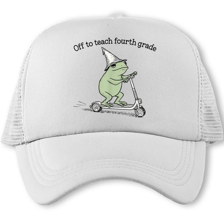 Off To Teach Fourth Grade Froggy Cute Frog Back To School Trucker Cap