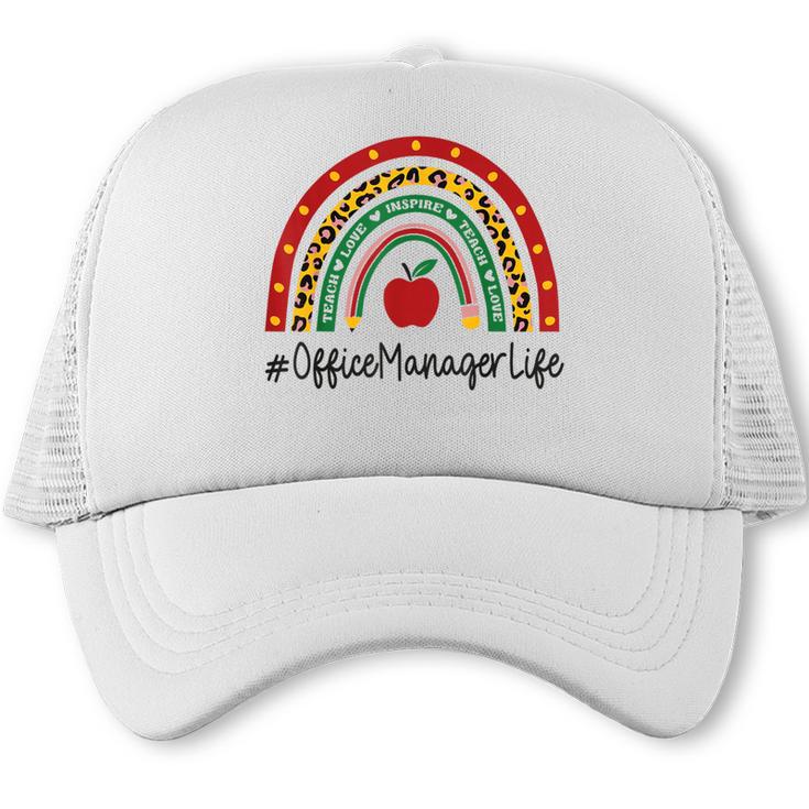 Office Manager Rainbow Appreciation Day Hello Back To School Trucker Cap