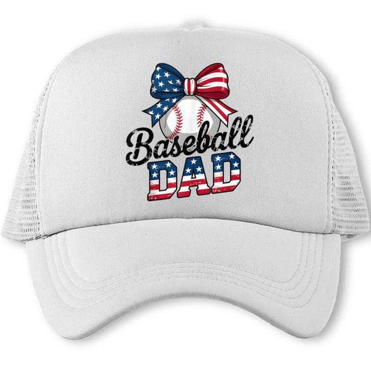 Patriotic Baseball Dad 4th Of July For All American Fathers Trucker Cap