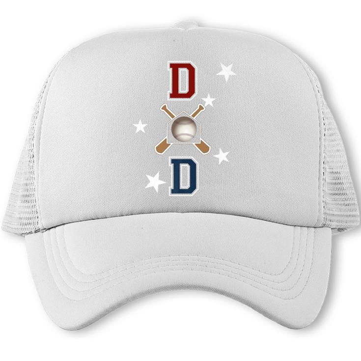Patriotic Baseball Dad Father's Day Red Blue Star Premium Trucker Cap