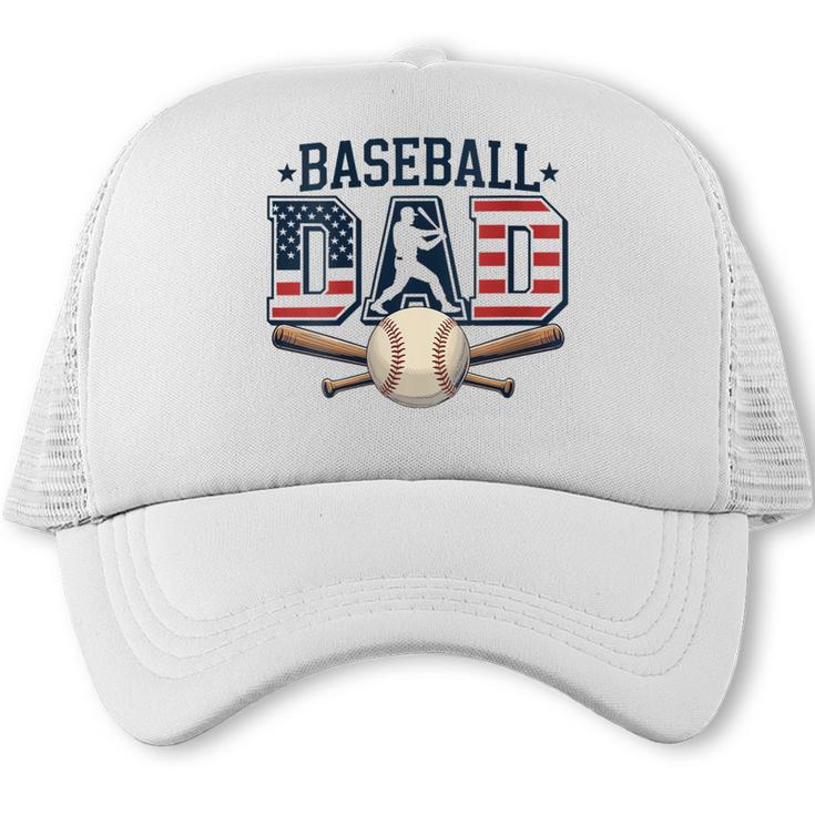 Patriotic Baseball Dad USA Flag American 4th Of July Trucker Cap