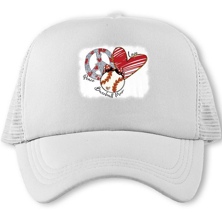 Peace Love Baseball Mom Mommy  Premium Trucker Cap