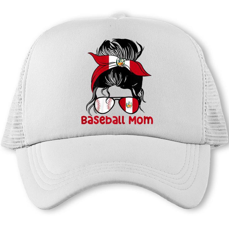 Peru Baseball Mom Messy Bun Trucker Cap