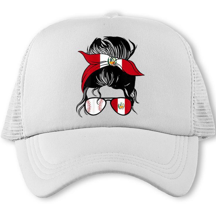 Peruvian Baseball Mom Peru Flag Baseball Girl Trucker Cap