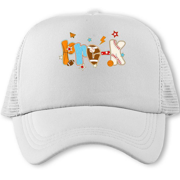 Pre K Preschool Football Basketball Baseball Back To School Trucker Cap