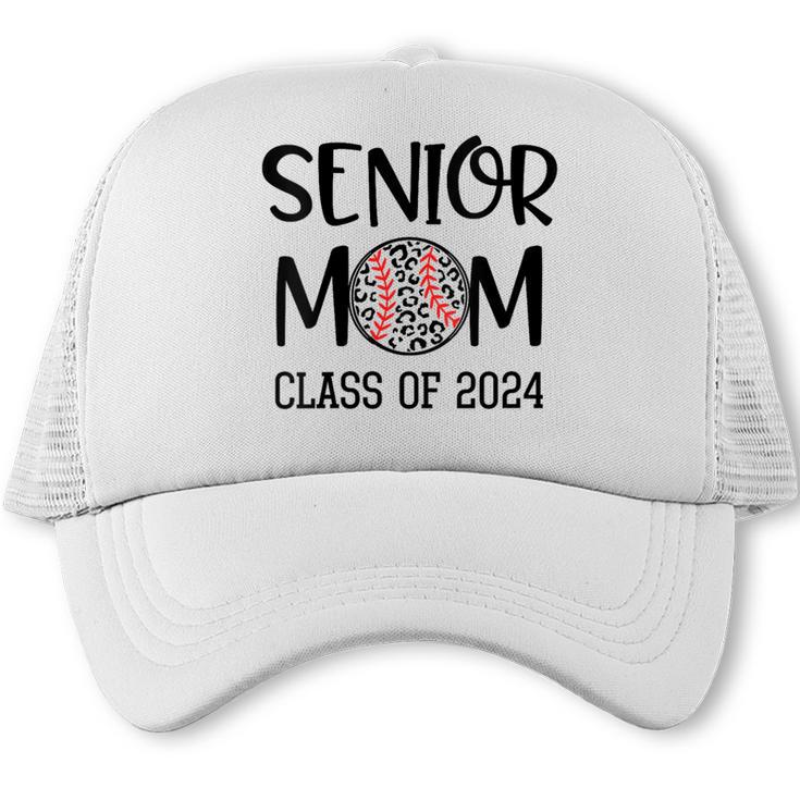 Proud Senior Baseball Mom Senior 2024 Class Leopard Game Day Trucker Cap