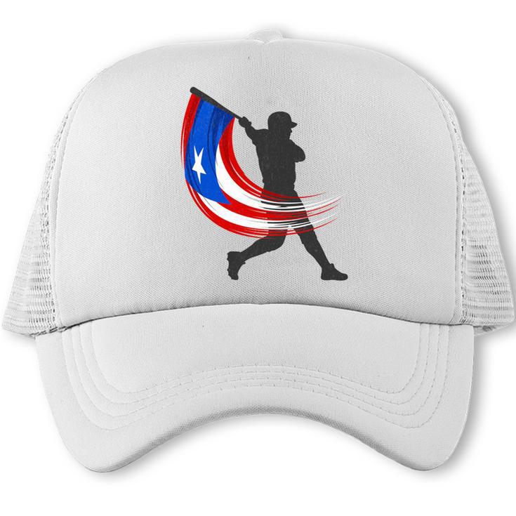 Puerto Rico Baseball Flag Player Boricua Heritage Sports Trucker Cap