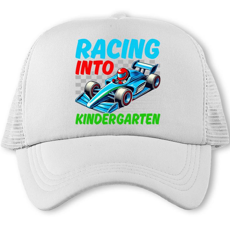 Racing Into Kindergarten Race Car Driver Back To School Performance Trucker Cap