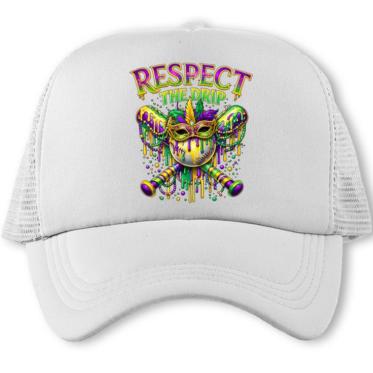 Respect The Drip Mardi Gras Baseball Ice Cream Boys Carnival Trucker Cap