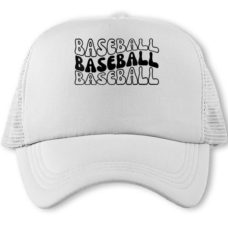 Retro Baseball Mama Groovy Baseball Mom Trucker Cap