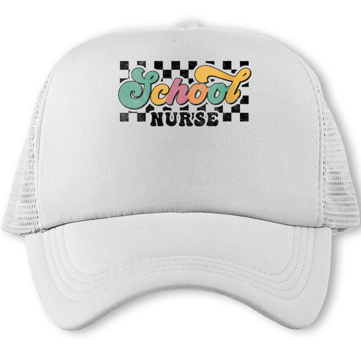 Retro Checkered School Nurse Squad Back To School Graduation Trucker Cap