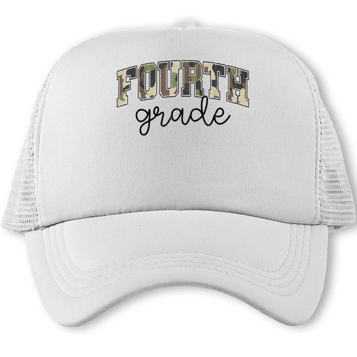 Retro Fourth Grade Camo Back To School Girls Boys 4th Grade Trucker Cap