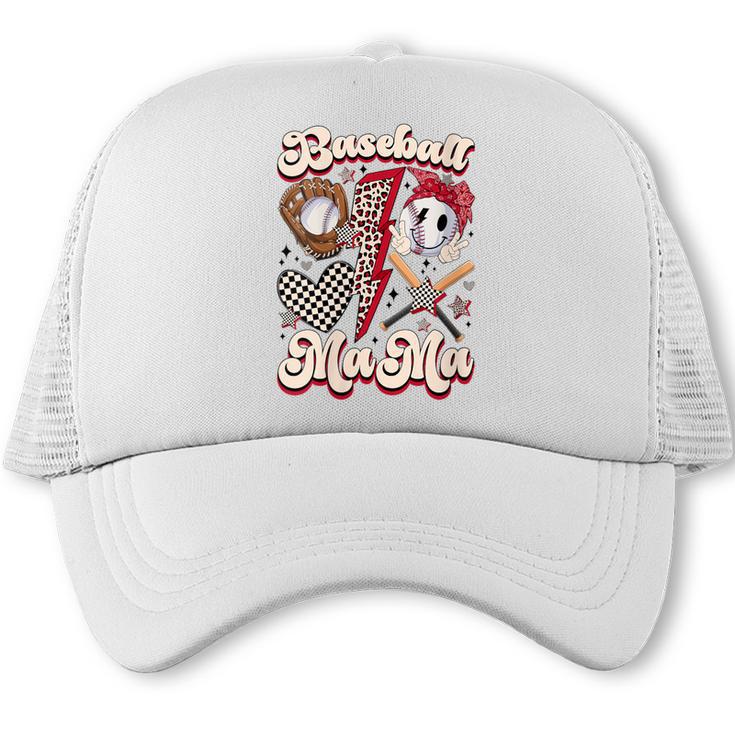 Retro Groovy Baseball Mama Baseball Mom Lover Trucker Cap