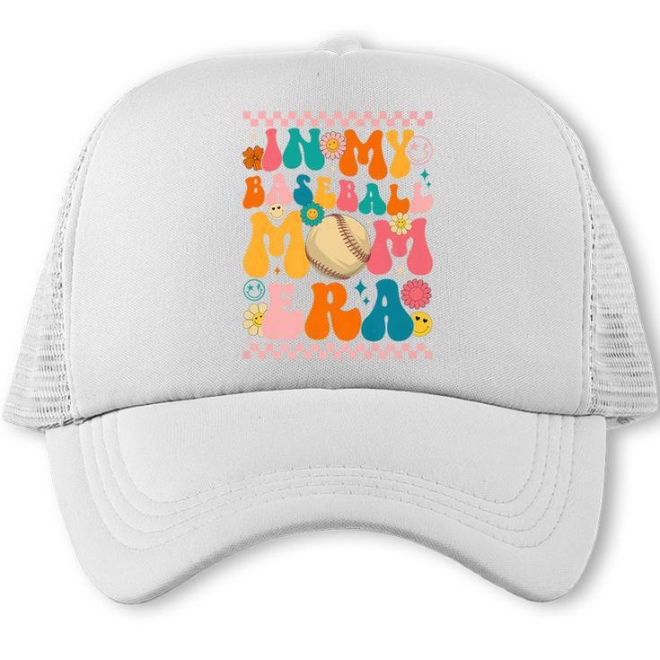 Retro Groovy In My Baseball Mom Era Happy Women Premium Trucker Cap