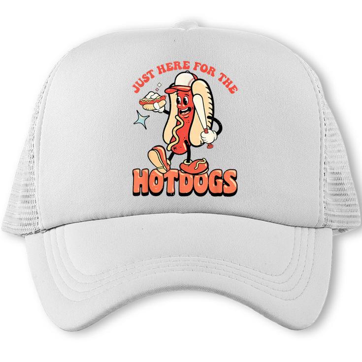 Retro Just Here For The Hotdogs Baseball Mom Sport Lover Trucker Cap