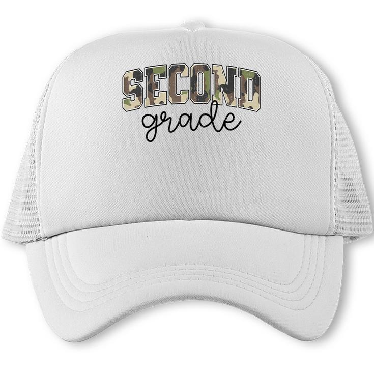 Retro Second Grade Camo Back To School Girls Boys 2nd Grade Trucker Cap