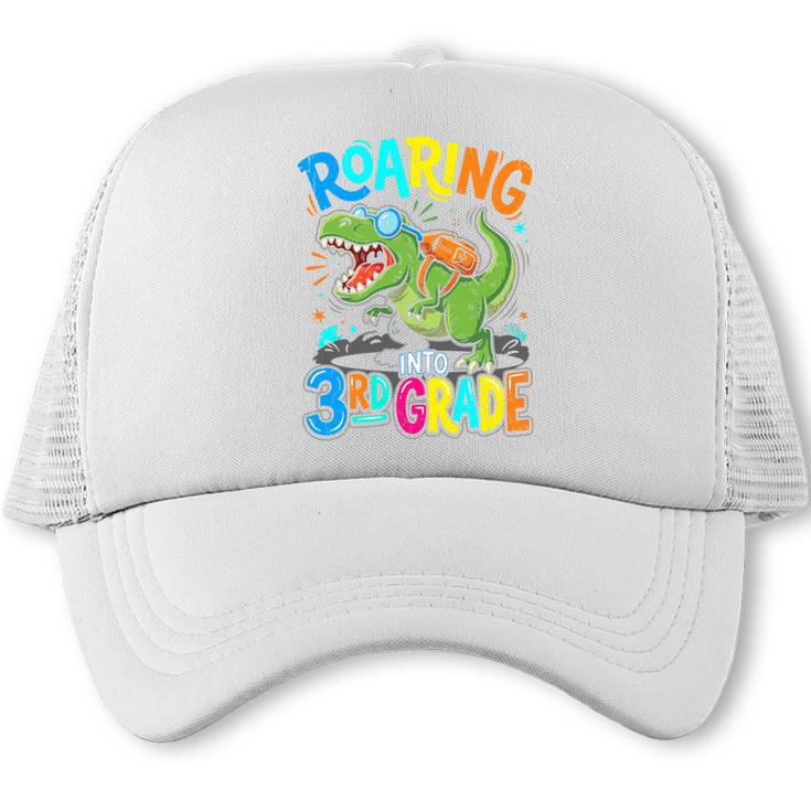 Roaring Into 3rd Grade Back To School Dinosaurus T-Rex Premium Tri-Blend Trucker Cap