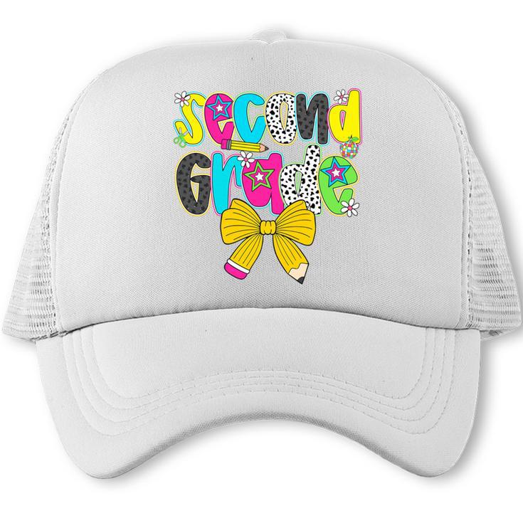 Second Grade Coquette Bow First Day Of School Back To School Performance Trucker Cap