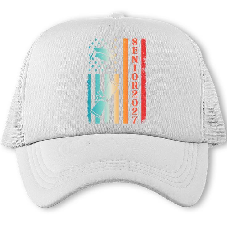 Senior 2027 Class Of 2027 Graduation USA Flag Back To School Performance Trucker Cap
