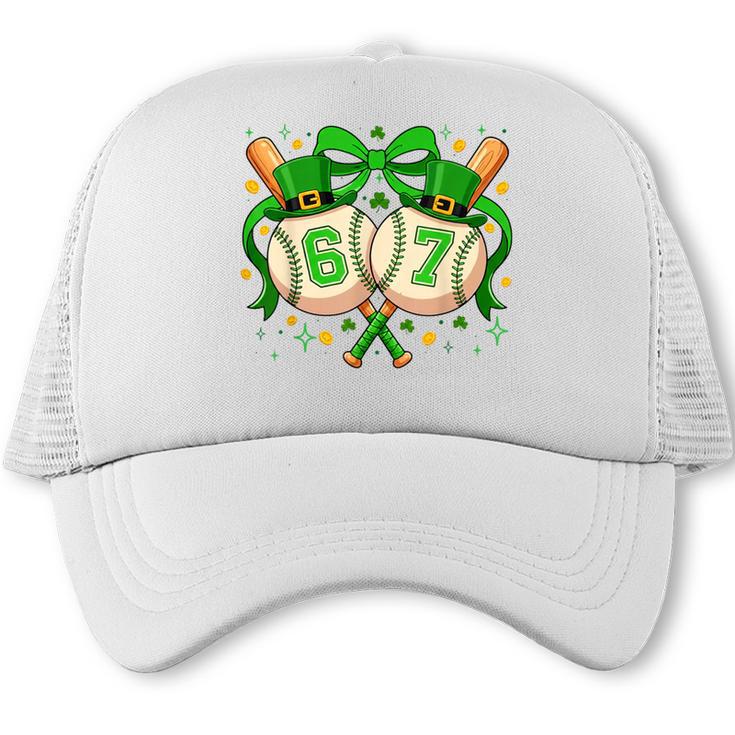 Six Seven 67 Meme Baseball Coquette Bow St Patrick's Day Trucker Cap