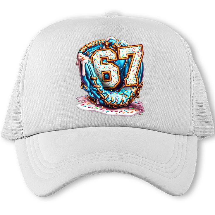 Six Seven Baseball Lifestyle 67 Meme Gen Alpha Slang Premium Tri-Blend Trucker Cap