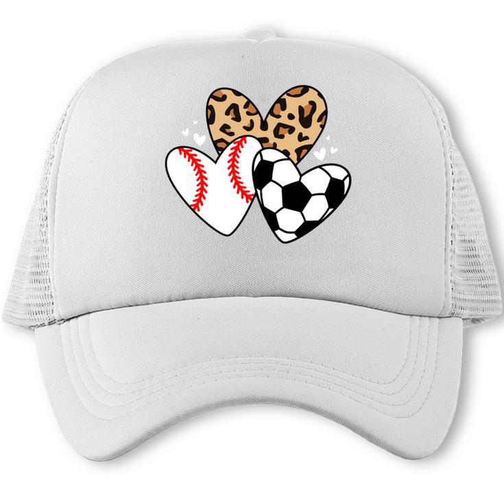 Soccer Baseball Heart Soccer Baseball Mom Trucker Cap