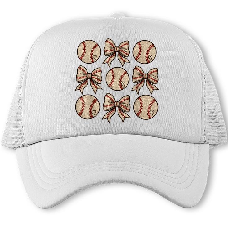 Soccer Bow Game Day Baseball Coquette Bow Women Girls Trucker Cap