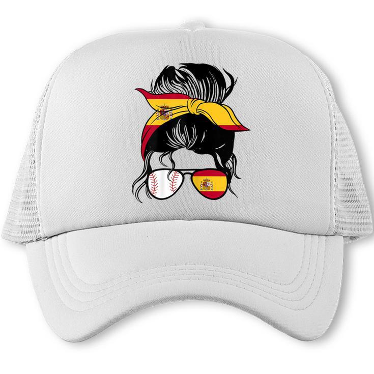 Spanish Baseball Mom Messy Bun Spain Baseball Girl Trucker Cap