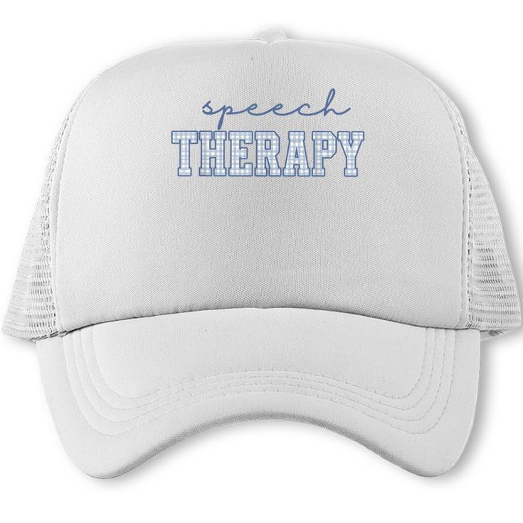 Speech Therapy Gingham SLP Therapist Summer Back To School Trucker Cap