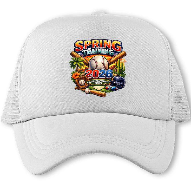 Spring Training 2026 Baseball Fan Retro Palm Cactus Premium Tri-Blend Trucker Cap