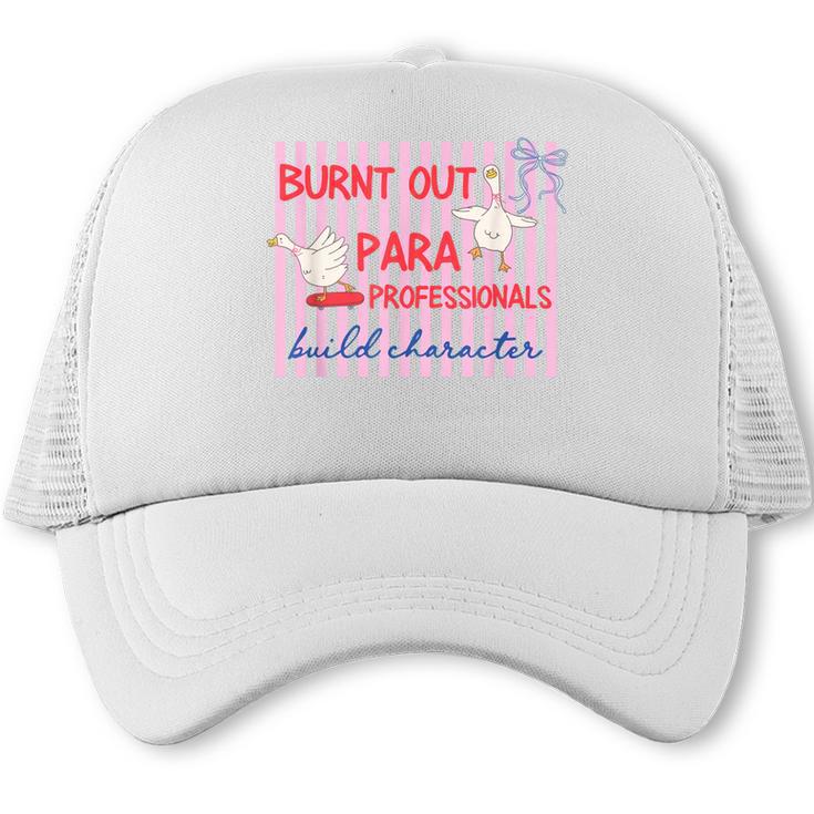 Striped Burnt Out Para Paraprofessional Back To School Trucker Cap