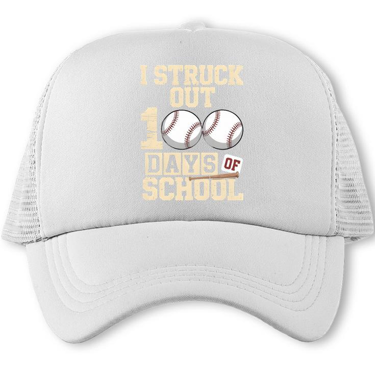 I Struck Out 100 Days Of School Baseball Fan Students Batter Premium Tri-Blend Trucker Cap