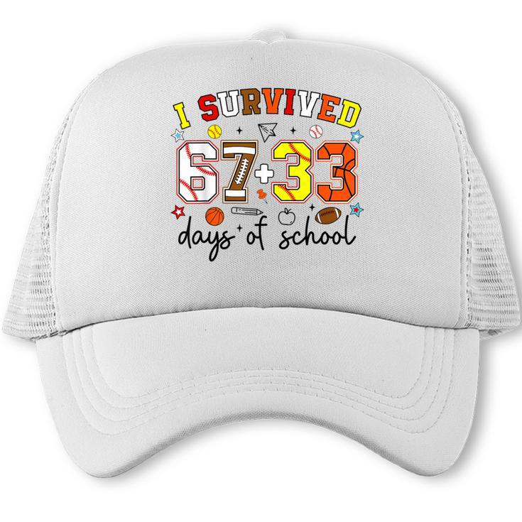 I Survived 6733 Days Baseball Football Softball 100 Days Trucker Cap