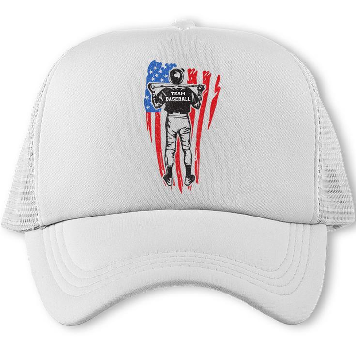 US Flag Baseball Player Batter Sport Lover Team Coach Family Trucker Cap