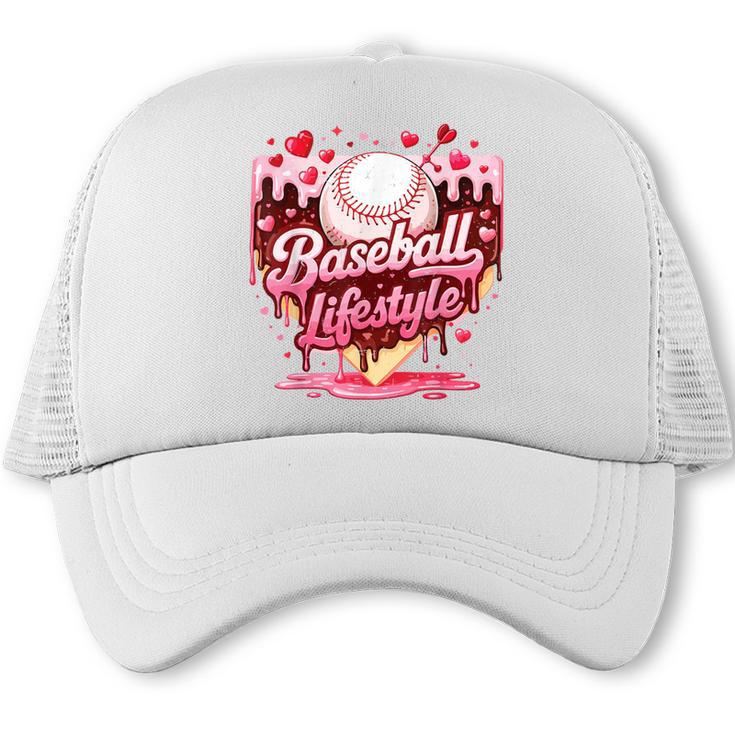 Valentine Baseball Lifestyle Home Plate Ice-Cream Drip Boys Trucker Cap