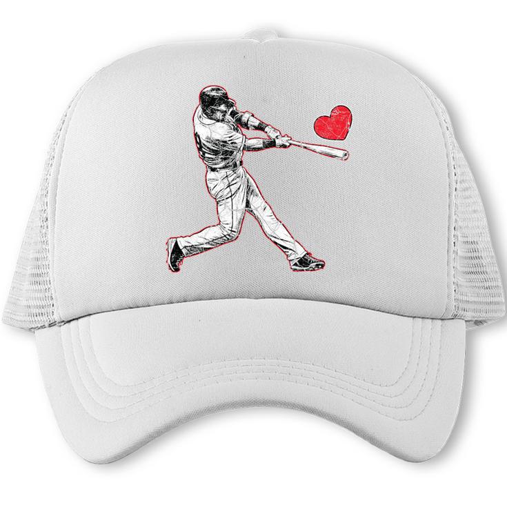 Valentines Baseball Batter Heart Player Silhouette Premium Tri-Blend Trucker Cap