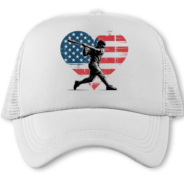 Valentines Baseball Batter Silhouette Heart Men Boys Kid Trucker Cap