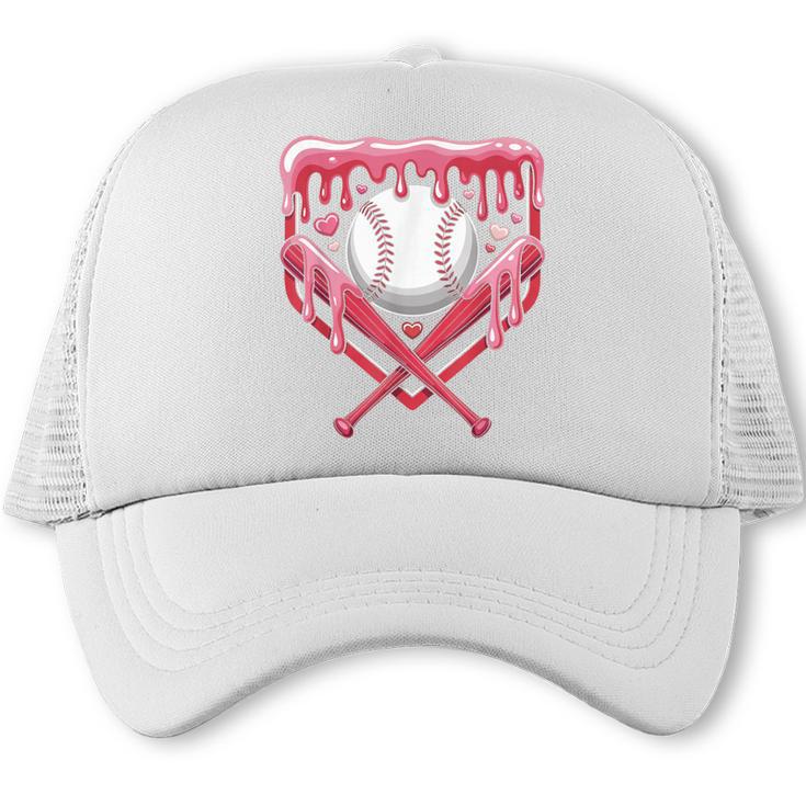 Valentines Baseball Boys Ice Cream Drip Heart Youth Kids Trucker Cap