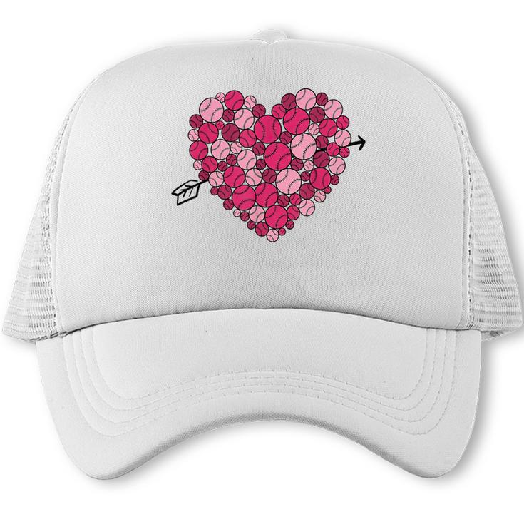 Valentine's Day Baseball Heart Softball Player Sports Lover Trucker Cap