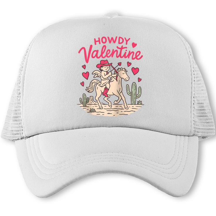 Valentine’s Day Western Life Cowboys Cupid Howdy Valentine Raglan Baseball Tee Trucker Cap