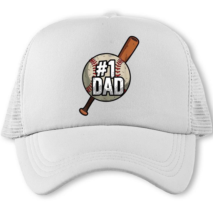 Vintage 1 Baseball Dad Daddy Father's Day Son And Daughter Trucker Cap