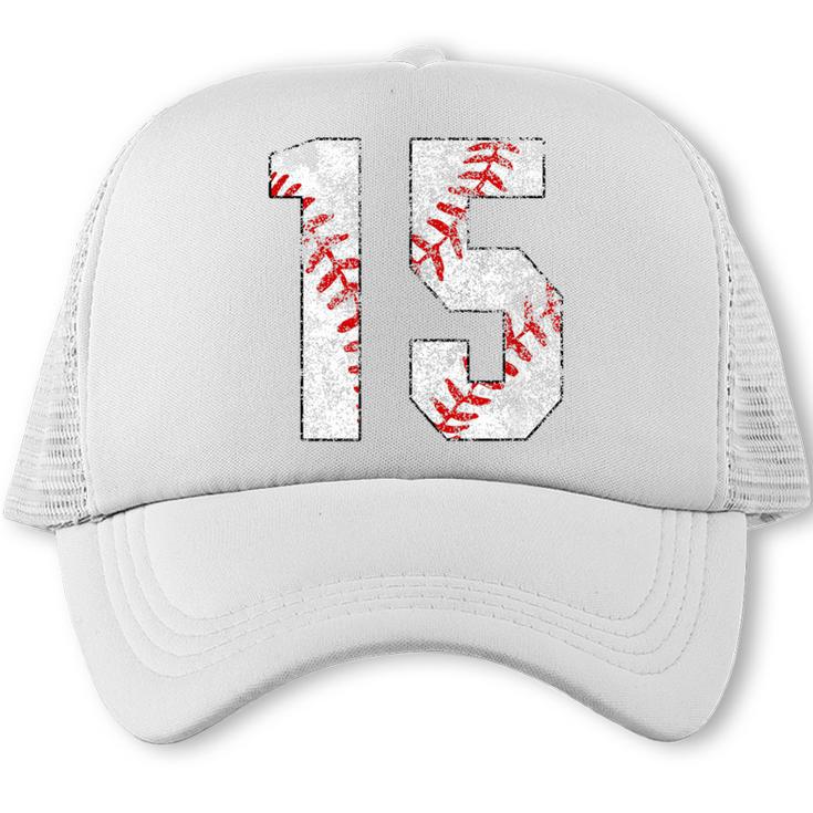 Vintage Distressed Baseball Number 15 Jersey Player Uniform Trucker Cap