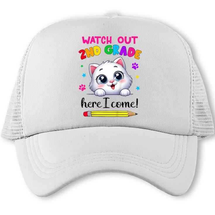 Watch Out 2nd Grade Here I Come Girls Cat Back To School Trucker Cap